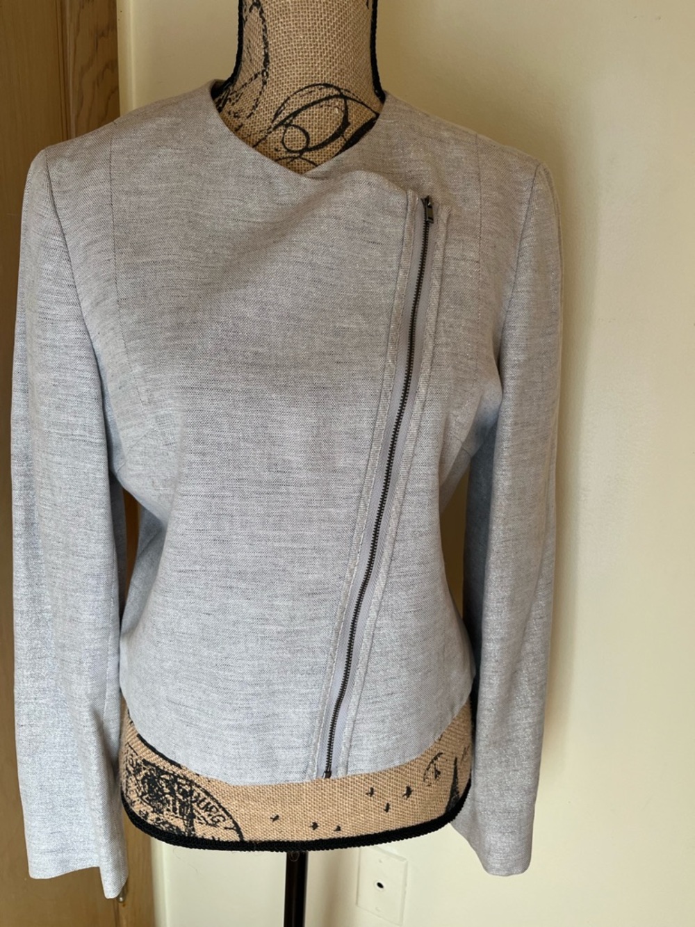 Rachel Roy Light Gray Asymmetric Zip Women's Jacket